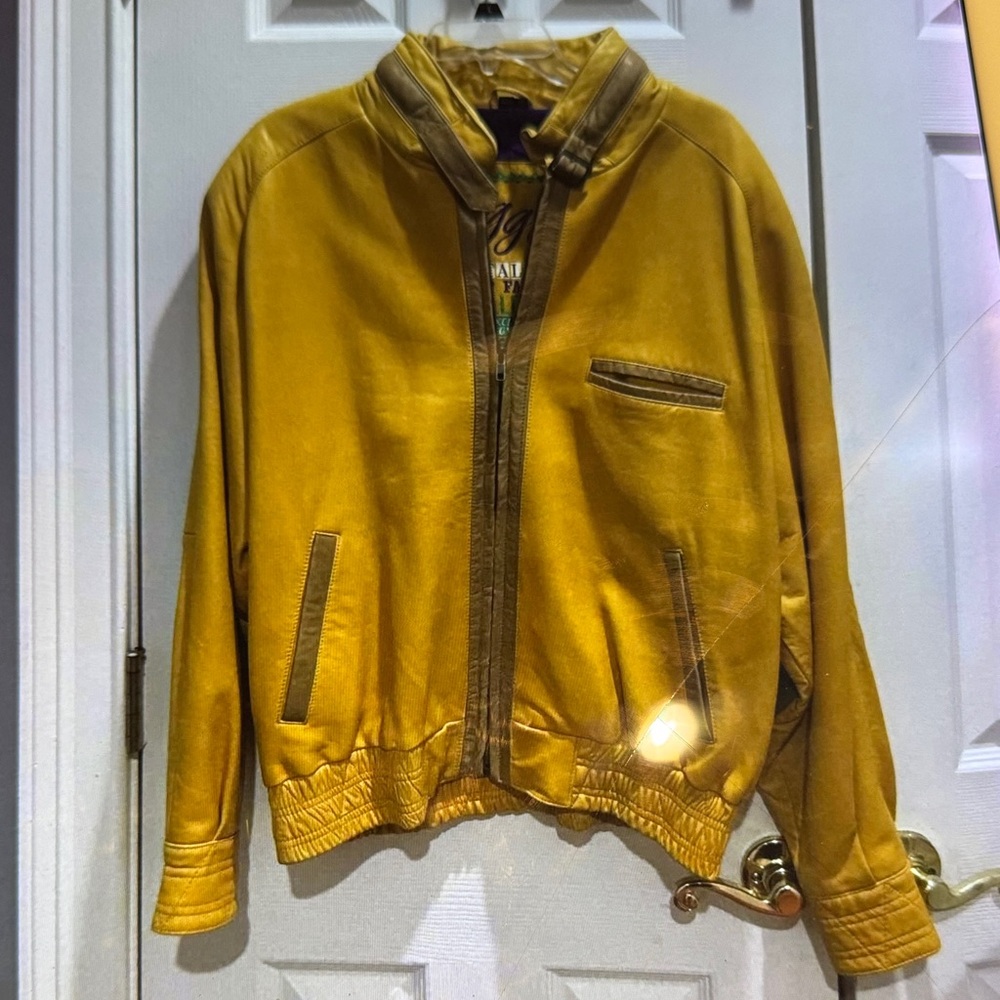 Aggio Italian Top Fashion Collezjone Gold Leather Jacket